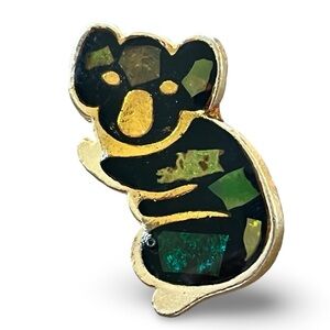 Australian Opal Gold Tone Koala Opal Inlqy Brooch